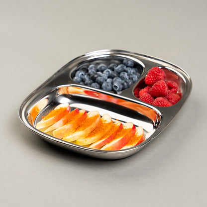Stainless Steel Children's Plates with Compartments Square
