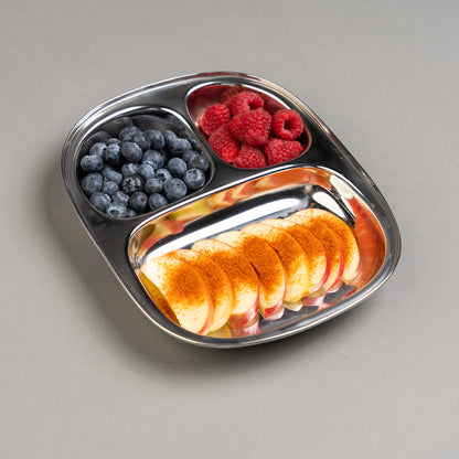 Stainless Steel Children's Plates with Compartments Square
