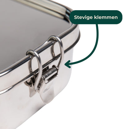 Clamp of Waterproof Square Stainless Steel Lunch Box with speech bubble with Sturdy Clamps