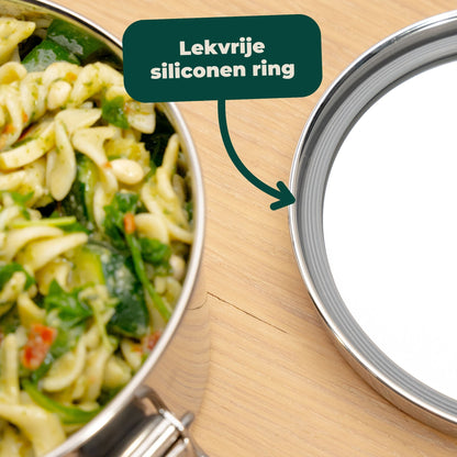 silicone ring in a stainless steel lunch box