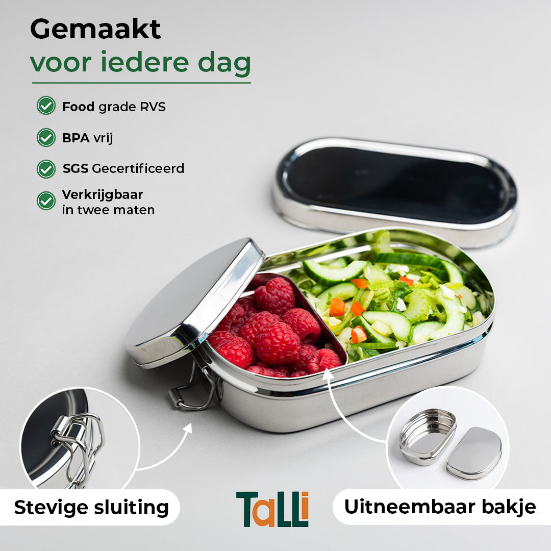 Stainless steel lunchbox with compartments for children