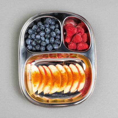 Stainless Steel Children's Plates with Compartments Square