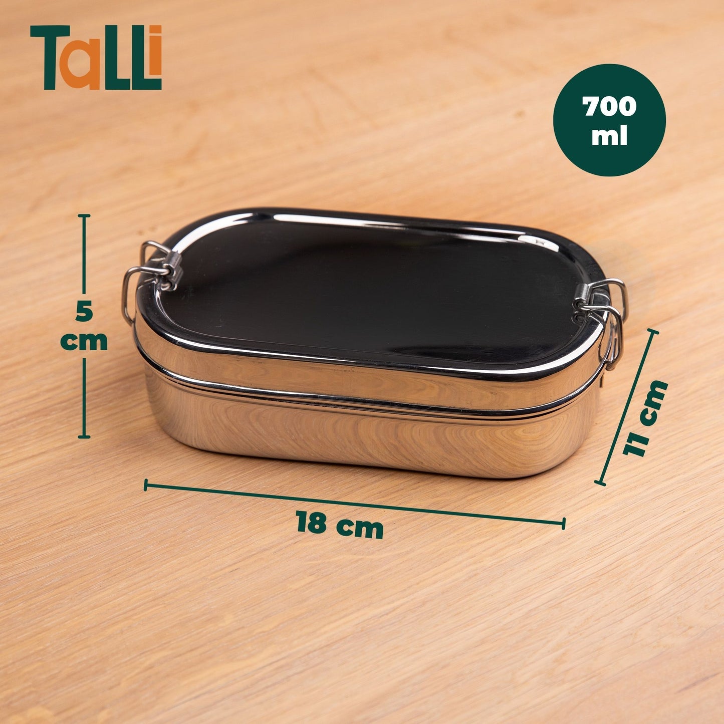 medium stainless steel bento lunch box with contents and dimensions