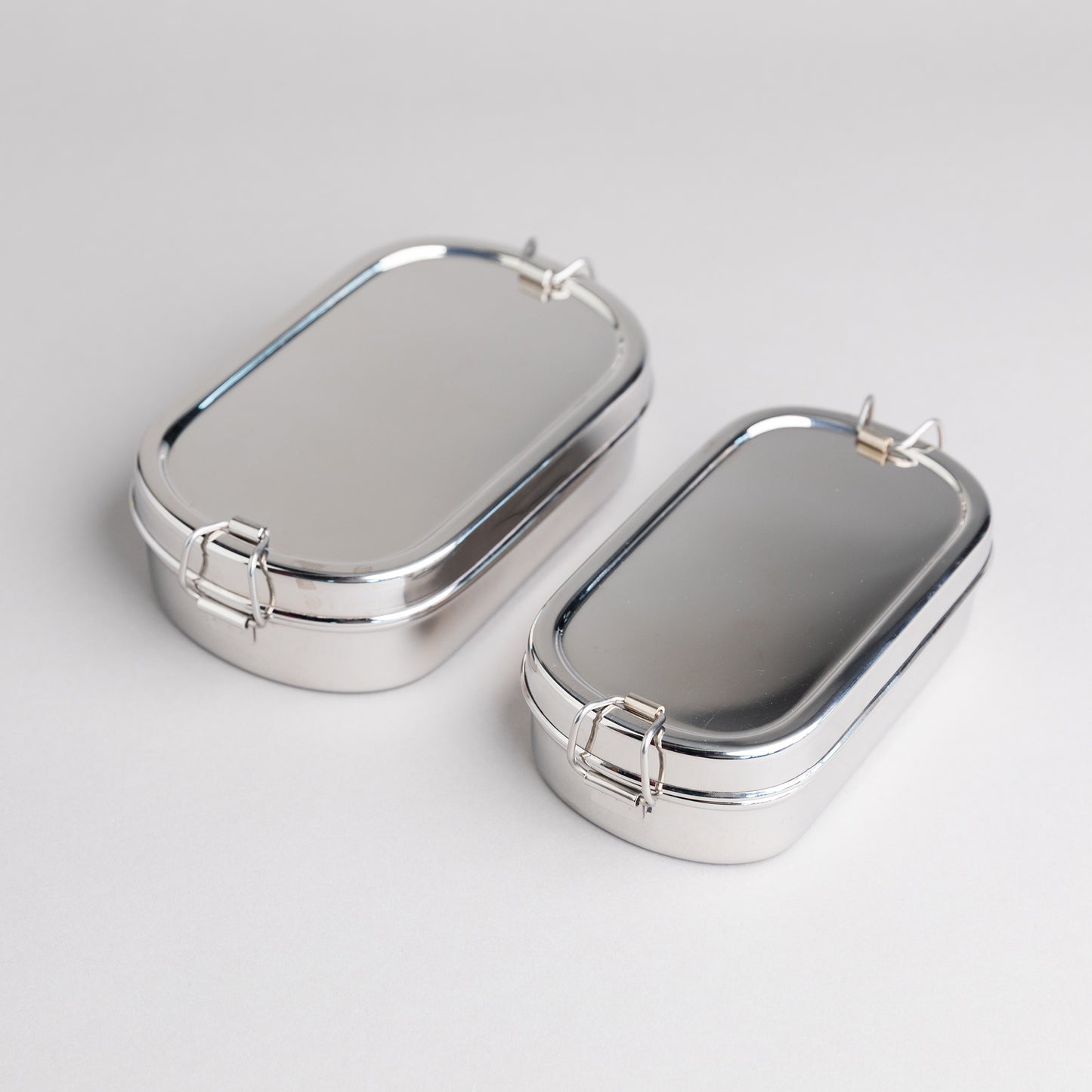 2 stainless steel bento lunch boxes with compartments