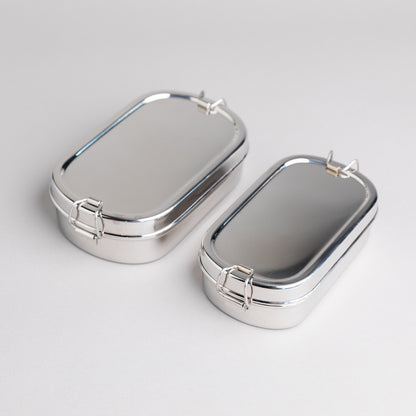 2 stainless steel bento lunch boxes with compartments