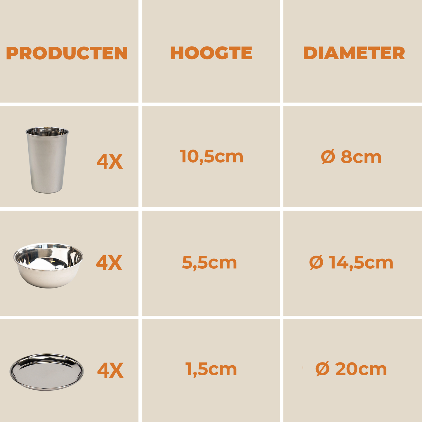 Stainless Steel Dinnerware Set (4 Persons)