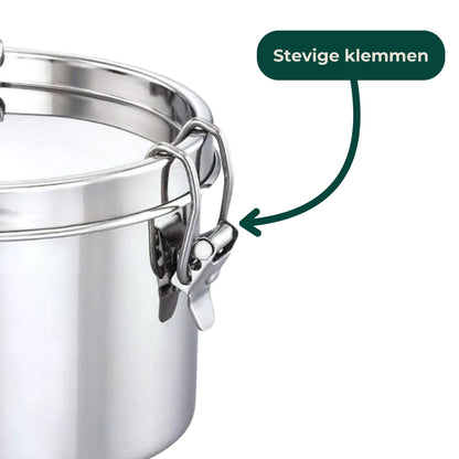 Clamp of Waterproof Round Stainless Steel Lunchbox with speech bubble sturdy lunch box