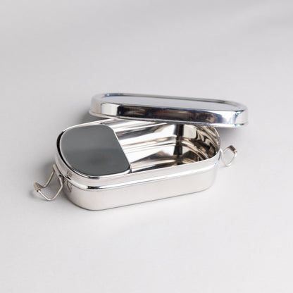 small stainless steel lunch box with compartments for children