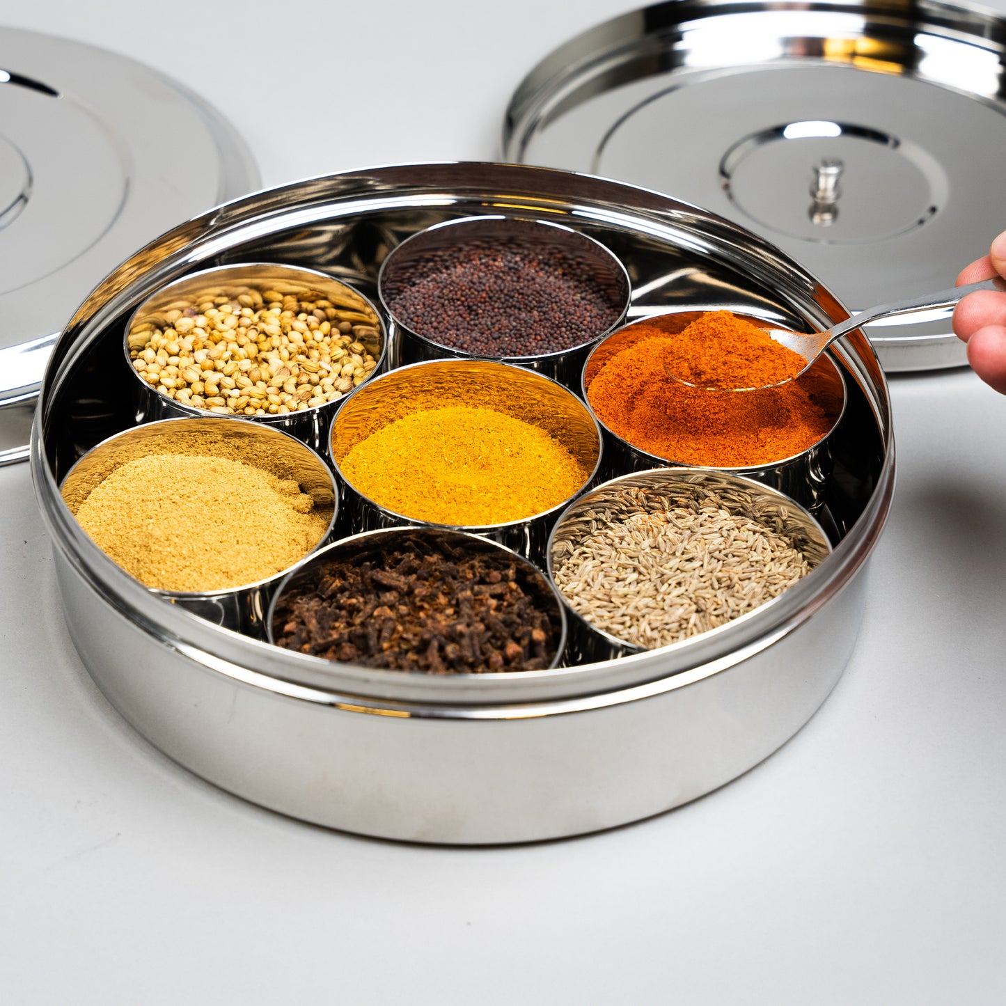 Indian spice box with masala dabba containers