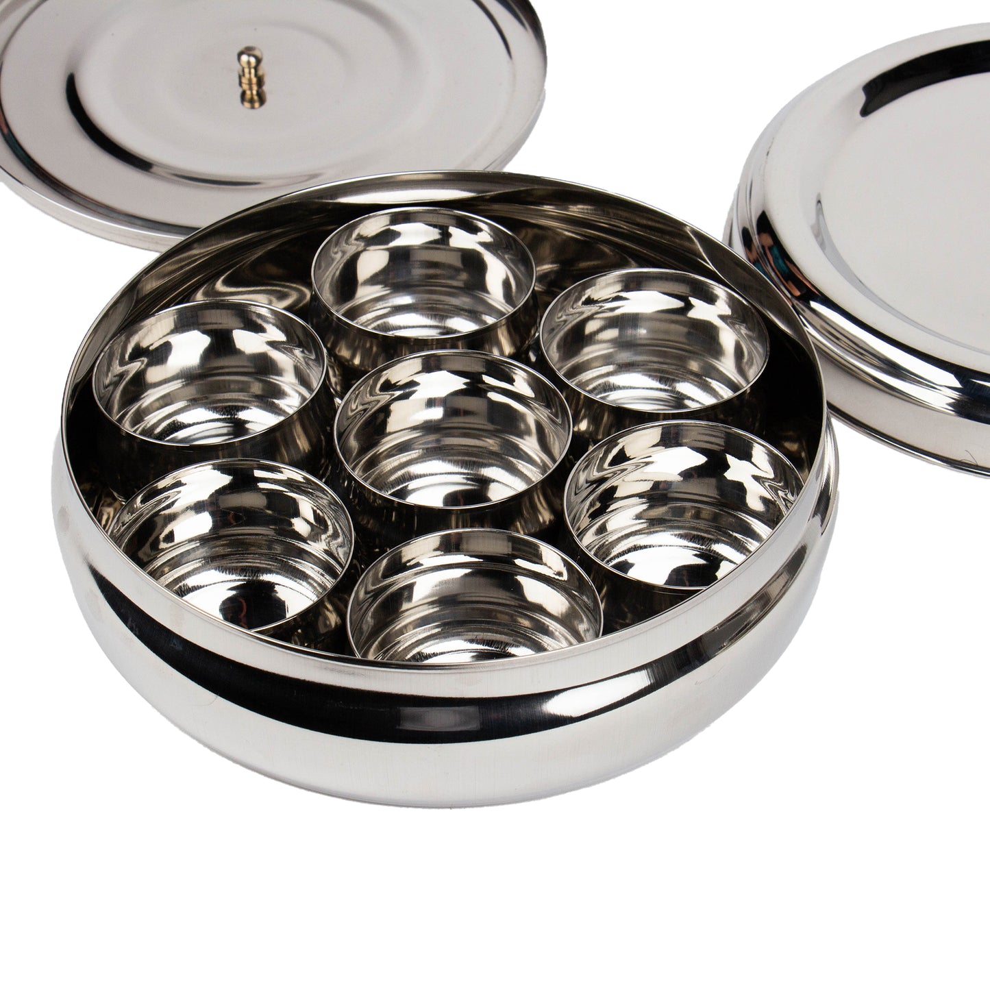 masala dabba from India with 2 lids