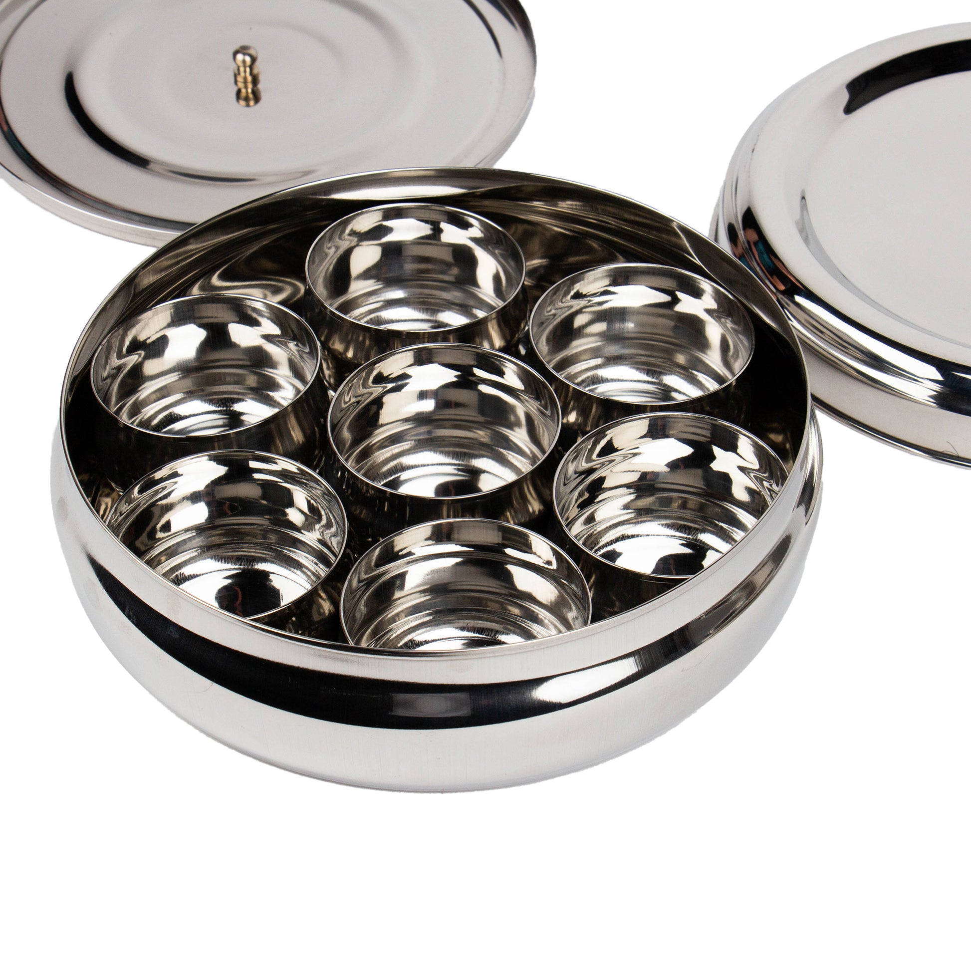 masala dabba from India with 2 lids