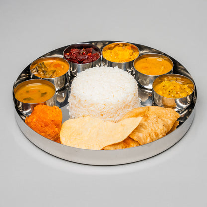 thali plate from India filled with food and rice